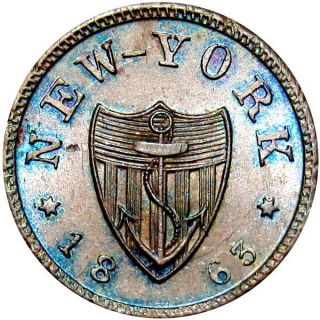 1863 York City Civil War Token Edw Schaaf Union Shield