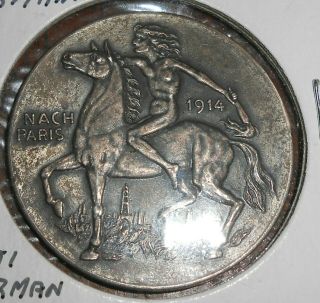 1914 Nach Paris World War 1 Goethe Anti - German Propaganda Medal