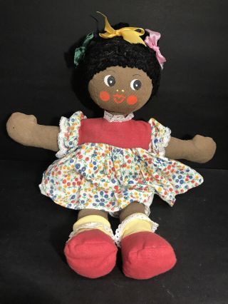 Vintage African American Handmade Folk Art Rag Doll 13 1/2”
