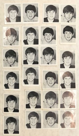 Vintage Beatles 1964 Black & White Photo Stamp Set Of 24 Fab 4