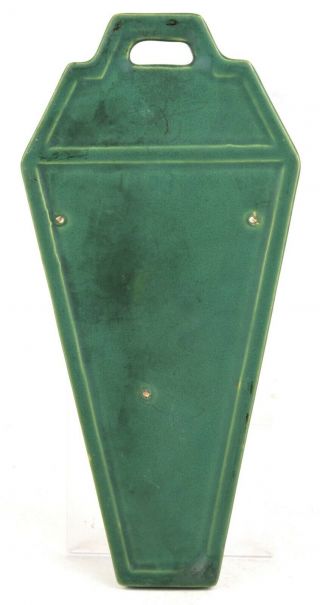 ROSEVILLE POTTERY ARTS AND CRAFTS MATTE GREEN WALL POCKET SHAPE 1203 2