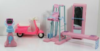 Barbie Workout Center Play Set W/ Barbie Motor Scooter - 5 Pc.  Set