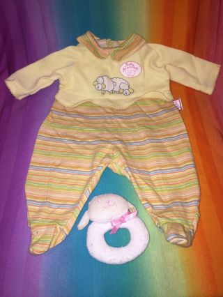 Zapf Creations Baby Annabell - - - - 17 " Baby Doll Sleeper Pajamas & Lamb Rattle Toy