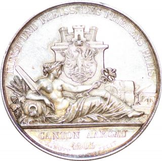Switzerland Silver Medal.  Aarau Federal Tire 1849.  By: - Bovy.  Rrrr.
