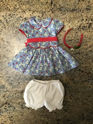 American Girl Emily Doll Meet Outfit Dress,  Bloomers And Headband
