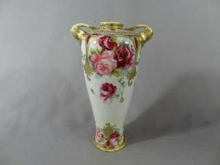 Nippon (old Noritake) Rose & Gold Design Vase.