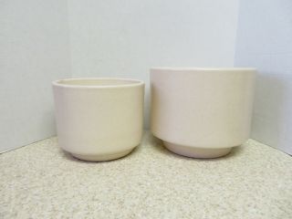Gainey Ceramics California Pottery Two Speckled Cream / Ivory Planters Vintage
