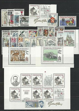 Czechoslovakia Sc 2545/2591,  1985 Group Of 28 Stamps And One M/s Nh W/og