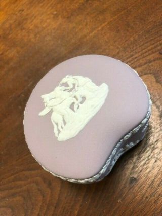 Wedgwood White On Lilac Jasperware Scalloped Covered Trinket Box