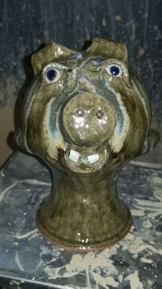 Catawba Valley Pottery Pig Stand Face Jug Michael Ball Southern Folk Art