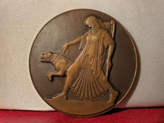 1930 Bronze Art Deco Medal Greek Goddess Of The Hunt 50mm By Mascaux