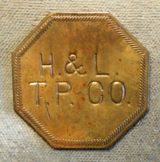 Atwood - Coffee Pa 996d: York County Turnpike,  H.  & L.  T.  P.  Co.  Brass,  Octagonal,