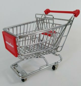 Doll Toy Small Metal Miniature Shopping Cart Basket Buggy 5 1/2 " T