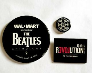 Vintage The Beatles Promo Button Set - Reel Music Revolution Anthology Lp Cd Pin