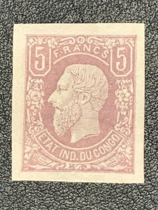 Belgian - Congo 1886 - Leopold Ii - 5 Franc Lila Imperforated