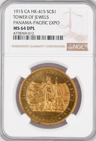 1915 Panama Pacific Expo Tower Of Jewels Medal - Hk - 415,  Ms64 Dpl Ngc - Token