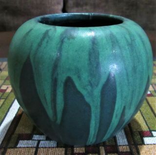 Vintage Peters & Reed Zane Pottery Shadow Ware Matte Green Lava Drip