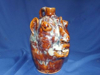 Browns Pottery 1990 Lillie Brown 9 " Face Jug Folk Art Arden N.  C.  Great Dolor Drip