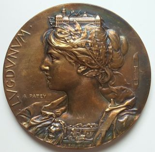 France - Lyon Universal Exhibition 1894 Bronze Medal By A.  Patey,  63 Mm,  112 Gr