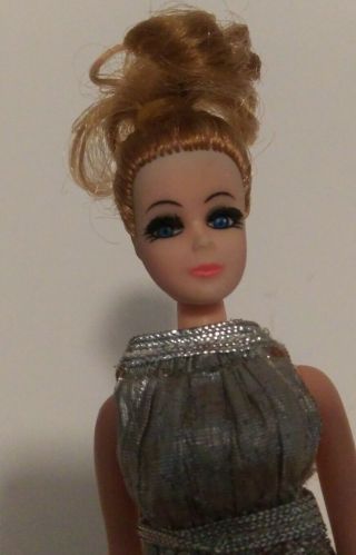 1970 Topper Dawn Doll Updo & Lashes & Horsman Boy - Both Have Clothes - Silver Dress 3