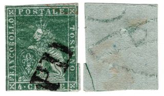 Italy ITALIA STATI States TOSCANA TUSCANY 1857 4 crazie stamps Sassone 14 2