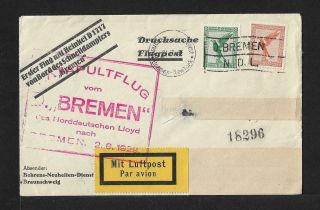 Catapult Germany Bremen To Ny Air Mail Cover 1929