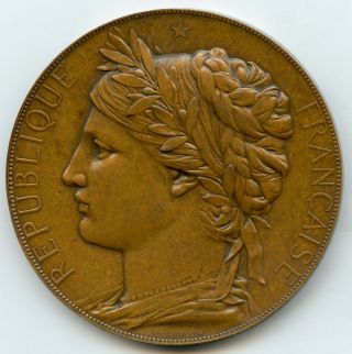 France Paris Universal Exposition 1878 Marianne Bronze Art Medal By Chaplain