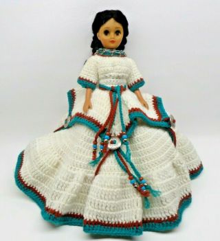 15 " Native American Indian Girl Doll With Handmade Crochet Dress Indian Princess