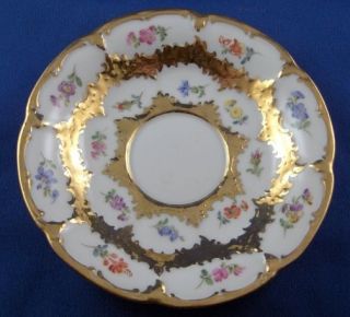Meissen Porcelain B - Form Gold & Floral Saucer Porzellan Untertasse B Form