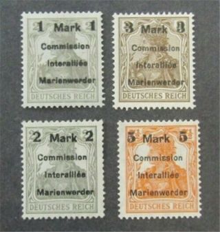 Nystamps Germany Marienwerder Stamp 32 - 35 Og H $58 Type Ⅰ