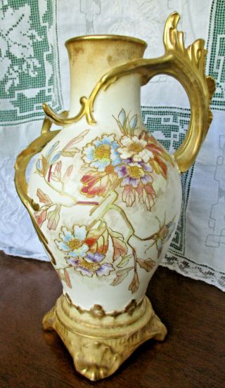 Early Royal Bonn Hp Orchids Raised Gold Gilt Detail Footed Vase Ewer Jug 1890