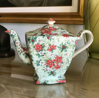 Royal Winton Grimwades Ltd.  Christmas Chintz Ascot Shape Teapot Tea Pot 1995
