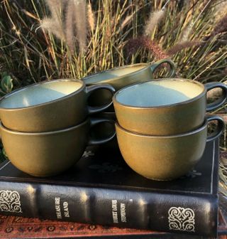 Set Of 6 Edith Heath Ceramics Sausalito Ca Earth Sage Green/seafoam Tea Cups