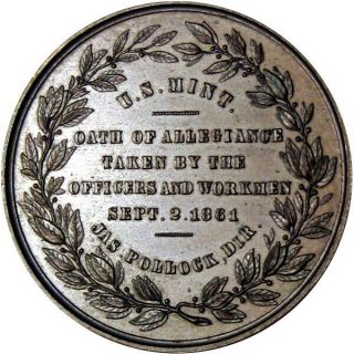 1861 George Washington Civil War US Medal Token Paquet Oath Of Allegiance 2