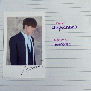 Seventeen Vernon Official Polaroid Photocard 2019 World Tour Ode To You