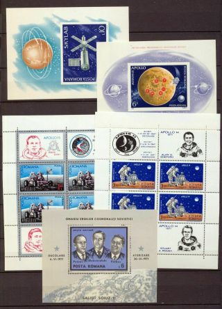 Romania Space Imperf Perf Sheets Mnh X 8 (nt 6373