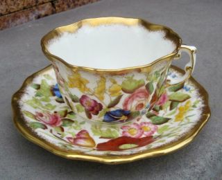 Hammersley Queen Anne Bone China Floral Gold Trimmed Cup And Saucer