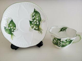 Shelley English Fine Bone China " Lily Of The Valley " Teacup And Saucer 13822