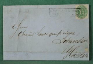Schleswig - Holstein Germany Stamp Cover 1865 Travelling Date Stamps (y210)