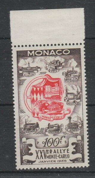 Monaco 1955 100fr,  25th Monte Carlo Rally Mnh (mtd In Margin Sg 517 Cat £130