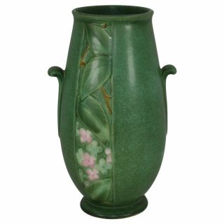 Weller Pottery Velva Green Handled Vase