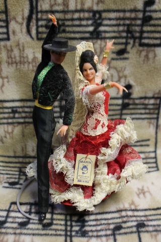 Flamenco Dancers Dancing Figures Figurines W/ Stands & Tags Marin Chiclana Spain