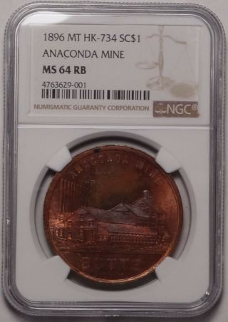 1896 Hk - 734 Butte Montana Anaconda Mine So Called Dollar Miner Tools Medal Token