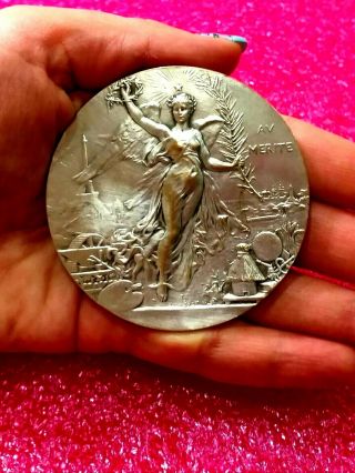 1900 Olympic Paris French Splendid Art Nouveau Medal By Adolphe Rivet/nude Angel