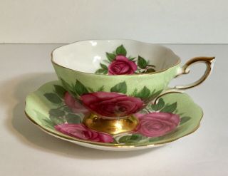 Royal Standard Huge Red Cabbage Roses Tea Cup And Saucer Set