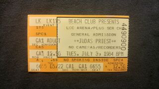 Judas Priest Concert Ticket Stub 7/3/1984 Lakeland,  Fl