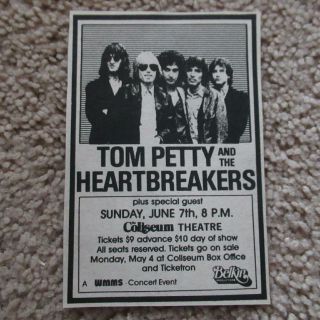 Vintage 80s Tom Petty & The Heartbreakers Newspaper Concert Ad 1981 Ohio Wmms