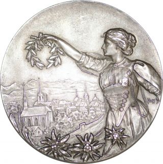 Swiss Medal Bern 1903.  Cantonal Shooting Festival.  Bernisches.  Silver.  Biel.