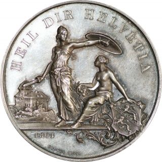 Swiss Medal.  Shooting Festival Thurgau 1803 - 1890.  By: - Hugues Bovy.  Helvetia.