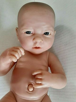 Berenguer La Newborn Small Baby Boy Doll 14 " Blue Eyes Wrinkled Jointed Vinyl